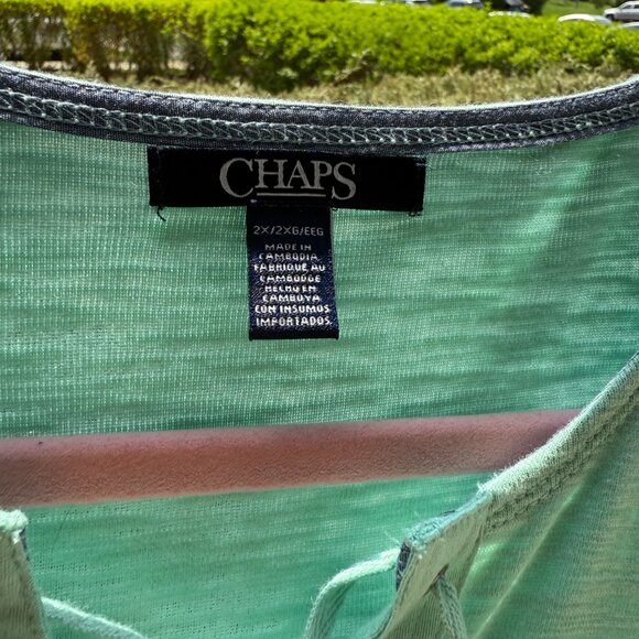 Chaps Women's Pullover Plus Size 2X Top with Laces Light Green (Parakeet) NWT - Picture 9 of 16